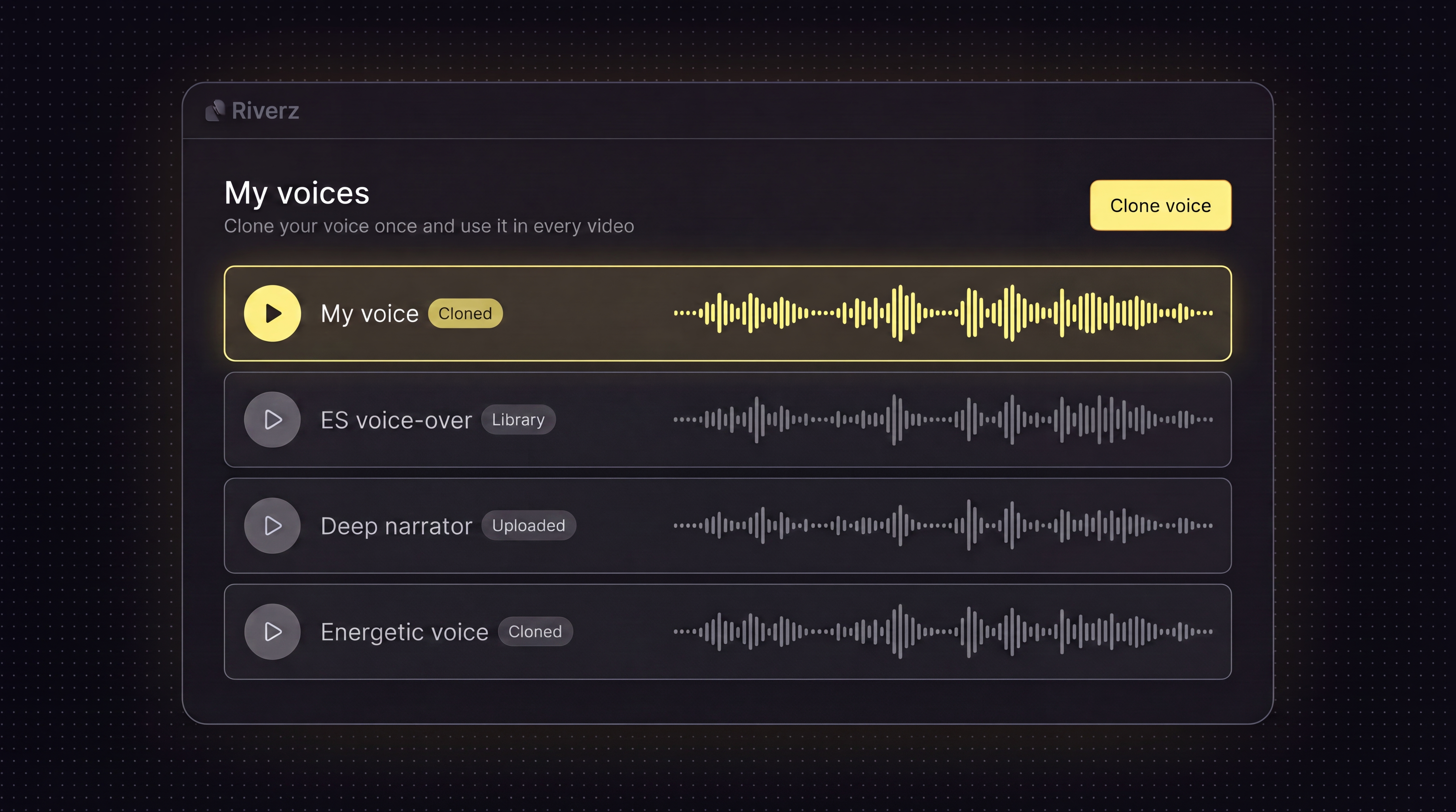My voices: clone your voice once and use it in every video